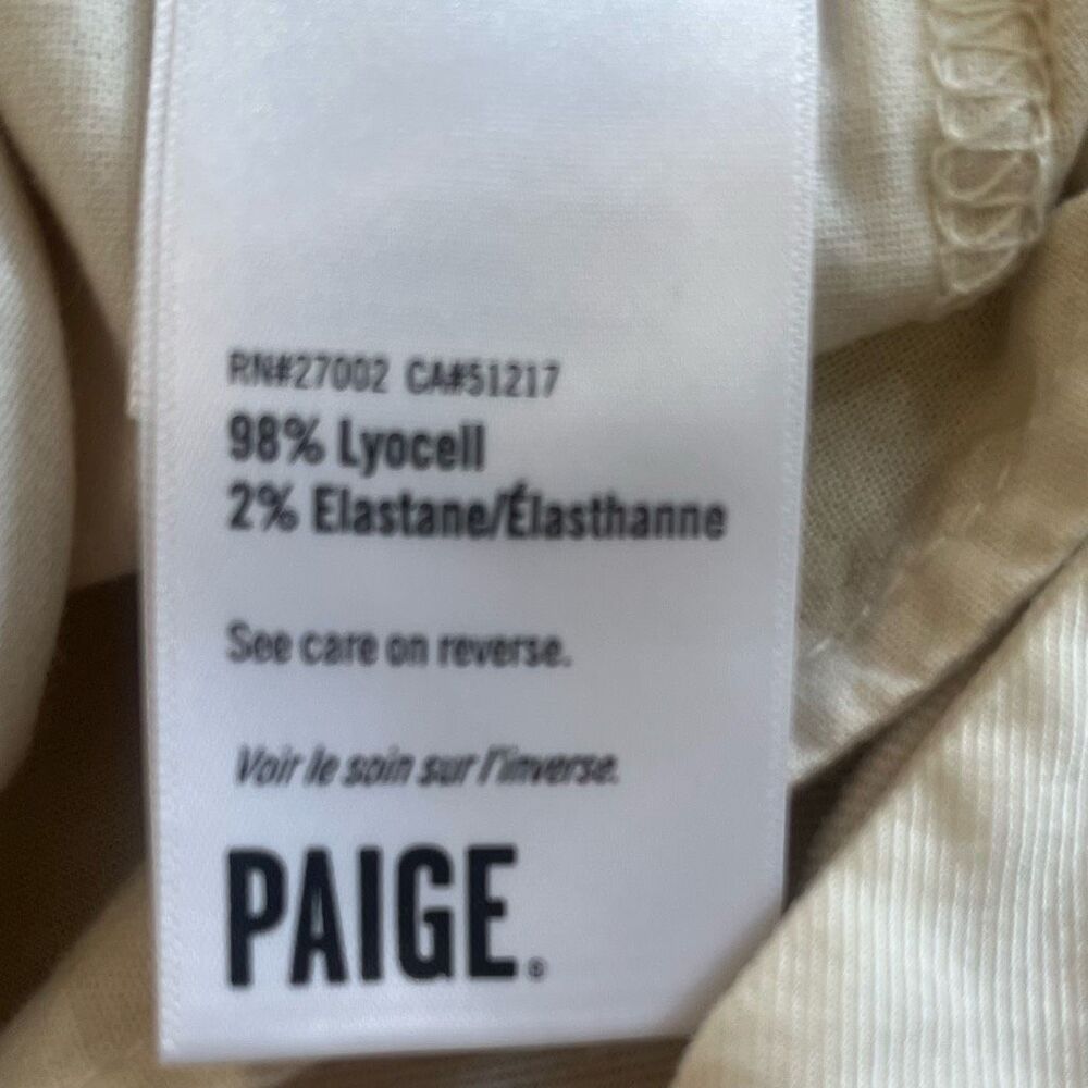 PAIGE Woman’s Cream Carly Pant Jeans Wide Leg Tie at Waist Lyocell & Elastane sz - Picture 7 of 9